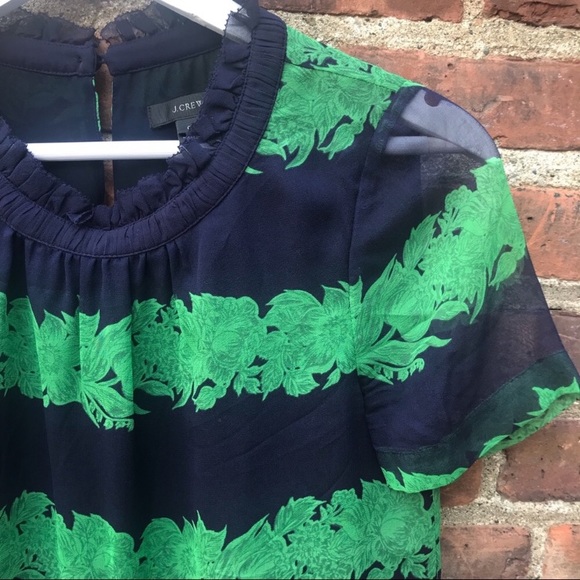 J Crew Silk Ruffle Top in Beanstalk Stripe - Picture 4 of 8